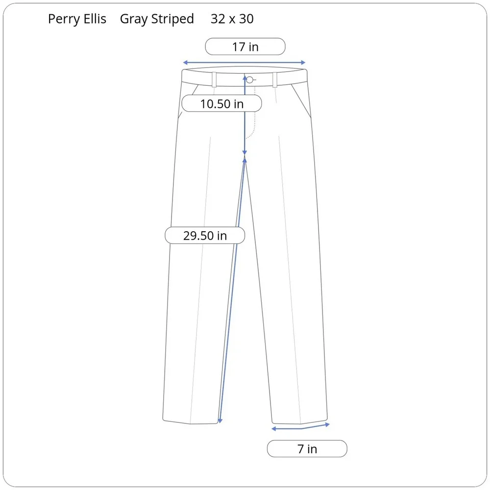 New Perry Ellis Portfolio Slim Flat Front Pants Men 32 x 30 Gray Striped Stretch